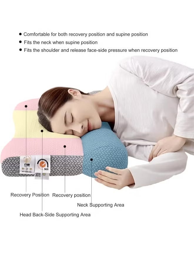 Cervical Neck Pillow, Bed Pillow, Neck Support Pillow for Sleep, Ergonomic Pillow for Neck and Shoulder Pain, Contour Support Pillows for Bed Sleeping, Orthopedic Cervical Spine Stretch Pillow for Side Back Stomach Sleeper - Image 5